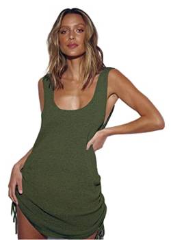 PANAX Damen Gestrickte Urlaub Polyester Strandkleid - Häkeln Tunika Biniki Cover up Armeegrün von PANAX