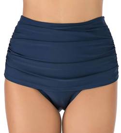 PANAX Damen Hoche Taille Bikini Hose Tankini Bottom Bauchweg Badehose Marine, Größe XXL von PANAX