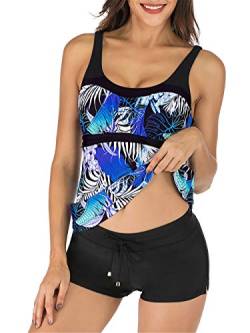 PANAX Damen Tankini Oberteil Bademode Badeanzug Strandbekleidung Swimwear Mode Beachwear Sporttop Frauen Bekleidung Alltag (Nur Tankini Oberteil) Blau, Größe XXL von PANAX