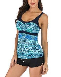 PANAX Damen Tankini Oberteil Bademode Badeanzug Strandbekleidung Swimwear Mode Beachwear Sporttop Frauen Bekleidung Alltag (Nur Tankini Oberteil) Hellblau, Größe XL von PANAX