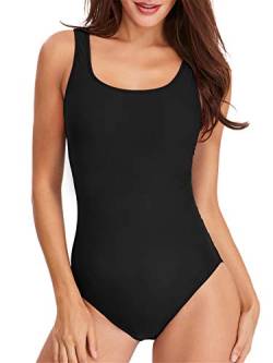 PANAX Professioneller Damen Schwimmanzug - Sportlicher Badeanzug mit herausnehmbaren und vorgeformten Softcups Alle Schwarz, Größe XXL von PANAX
