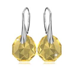 Ohrringe Silber 925 Hängend für Damen Ohrhänger Lange Ohrringe Hängend mit Kristallen Schmuck Mädchen Hängeohrringe für Sie Geschenk für eine Frau Handmade: Ohrringe (Golden Topaz) von PANDA LUXURY JEWELLERY