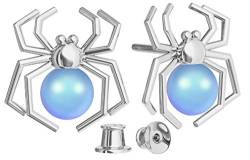 Ohrringe Silber 925 Ohrstecker für Damen Spinne - Viele Farben - Ohrringe mit Perlen Schmuck für Sie Silber Ohrringe Mädchen Geschenk Frau Handmade: Ohrringe (Light Blue) von PANDA LUXURY JEWELLERY