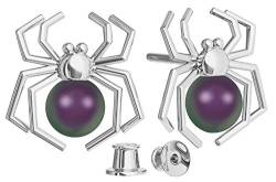 Ohrringe Silber 925 Ohrstecker für Damen Spinne - Viele Farben - Ohrringe mit Perlen Schmuck für Sie Silber Ohrringe Mädchen Geschenk Frau Handmade: Ohrringe (Purple) von PANDA LUXURY JEWELLERY