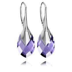 Ohrringe Sterling Silber 925 Hängend für Damen Birne Drop Hängeohrringe Mädchen Modeschmuck Ohrhänger Ohrringe mit Kristallen Schmuck für Sie Geschenk Frau Handmade: Ohrringe (Tanzanite) von PANDA LUXURY JEWELLERY