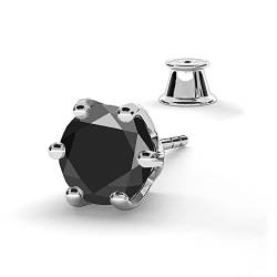 Ohrringe für Herren - Ohrringe Silber 925 - Ohrstecker mit Schwarz Kristallen - Rundschliff Zirkonia - Schmuck für Herren - Kristall in Form eines Diamanten - Geschenk Geschenkbox von PANDA LUXURY JEWELLERY