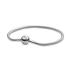 PANDORA Damen-Armband mit Kugelverschluss, glatt 925 Silber 19 cm-590728-19 von PANDORA