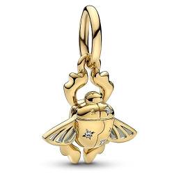 PANDORA Disney Aladdin Skarabäus-Käfer Charm-Anhänger aus vergoldeter Metalllegierung, aus der Disney x Collection, kompatibel Moments Armbändern, 762345C01 von PANDORA