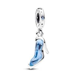 PANDORA Disney Cinderellas Glasschuh Charm-Anhänger aus Sterling-Silber mit Zirkonia Steinen, kompatibel Moments Armbändern, 793071C01 von PANDORA
