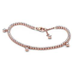 PANDORA Funkelnde Tropfen Tennisarmband in 14 Karat Rosévergoldeter Metalllegierung mit Künstlichen Kristallen, Gr.18, 582401C01-18 von PANDORA