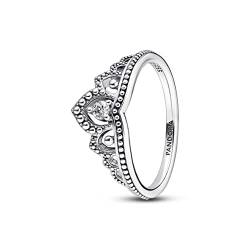 PANDORA Königlicher Perlen Diadem-Ring aus Sterling Silber mit Zirkonia - kombinierbar mit Schmuck Moments Kollektion - Größe: 52 von PANDORA