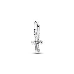 PANDORA ME Funkelndes Kreuz Mini-Charm-Anhänger aus Sterling Silber mit Cubik Zirkonia, Kompatibel ME und Moments Armbändern, 793044C01 von PANDORA