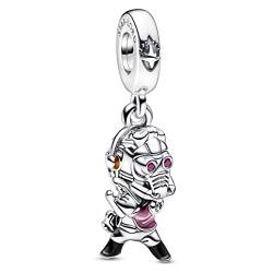 PANDORA Marvel Guardians of the Galaxy Star-Lord Charm-Anhänger aus Sterling-Silber mit Cubic Zirkonia in der Farbe Silber, Marvel X PANDORA Kollektion, 792562C01 von PANDORA