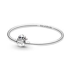 PANDORA Moments Disney Beißender Stitch Verschluss Armreif aus Sterling-Silber, Disney x Kollektion, Gr. 17, 591683C01-17 von PANDORA