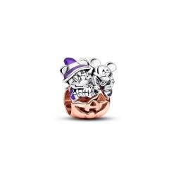 PANDORA Moments Disney Micky Maus & Minnie Maus Halloween Kürbis Charm aus Sterling Silber mit 14 Karat rosévergoldete Metalllegierung, Kompatibel Moments Armbändern, 782816C01 von PANDORA
