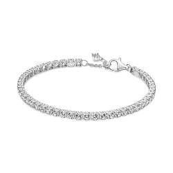 PANDORA Moments Funkelndes Tennisarmband mit Karabiner-verschluss in Sterling Silber, kompatibel mit Ringen aus der Moments Kollektion, Größe: 20cm von PANDORA