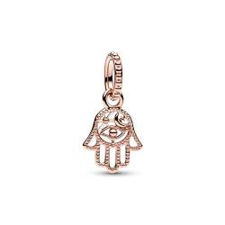 PANDORA Moments Hand der Fatima Charm-Anhänger mit 14 Karat rosévergoldeter Metalllegierng, Kompatibel Moments Armbändern, 789144C00 von PANDORA