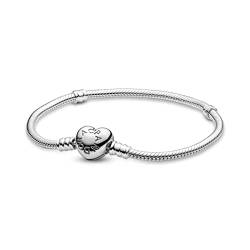 PANDORA Moments Schlangen-Gliederarmband mit Herz-Verschluss aus Sterlingsilber aus der PANDORA Moments Collection, Größe: 17 cm von PANDORA