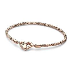 PANDORA Moments Studded Chain Armband aus Sterling Silber mit 14 Karat rosévergoldete Metalllegierung, Kompatibel Moments, Größe: 16cm, 582731C00-16 von PANDORA