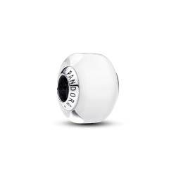 PANDORA Moments Weißes Murano-Glas Mini-Charm aus Sterling Silber, Kompatibel Moments Armbänder, 793118C00 von PANDORA