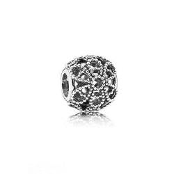 PANDORA Offen gearbeitetes Metallperlen-Blüten Charm Sterling Silber 11 x 11 x 9,9 mm (T/H/B) von PANDORA