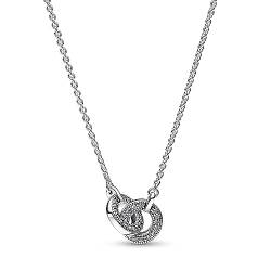 PANDORA Signature Verschlungener Pavé-Anhänger Halskette aus Sterling Silber mit Zirkonia, Länge: 45cm, 392736C01-45 von PANDORA