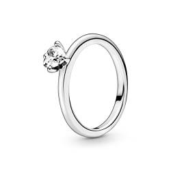 PANDORA Silberring für Damen Clear Herz Solitär 198691C01, Silber von PANDORA