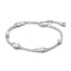 PANDORA Timeless Behandelte Süßwasserzuchtperle Kettenarmband aus Sterling-Silber mit Cubic Zirkonia, Timeless Kollektion, 20cm, 593172C01-20 von PANDORA