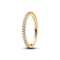 PANDORA Timeless Funkelnder Band-Ring aus Sterling Silber mit vergoldeter Metalllegierung, Cubic Zirkoniastein verziert, Größe: 54, 162999C01-54 von PANDORA