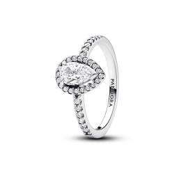 PANDORA Timeless Funkelnder Birnen-Kranz Ring aus Sterling Silber mit Cubic Zirkoniastein verziert, Größe: 54, 192835C01-54 von PANDORA