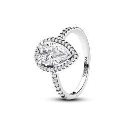 PANDORA Timeless Funkelnder Birnen-Kranz Ring aus Sterling Silber mit Cubic Zirkoniastein verziert, Größe: 56, 193012C01-56 von PANDORA