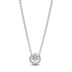 PANDORA Timeless Funkelnder Runder Strahlenkranz Collier-Halskette aus Sterling Silber mit Zirkonia Steinen, Größe 45cm, 391174C01-45 von PANDORA