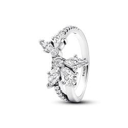 PANDORA Timeless Funkelndes Asymmetrisches Herbarium Cluster Ring aus Sterling Silber mit Cubic Zirkoniastein verziert, Größe: 52, 193023C01-52 von PANDORA