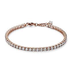 PANDORA Timeless Funkelndes Tennisarmband aus Sterling-Silber mit Cubic Zirkonia in der Farbe Roségold, Timeless Kollektion, 18cm, 581469C01-18 von PANDORA