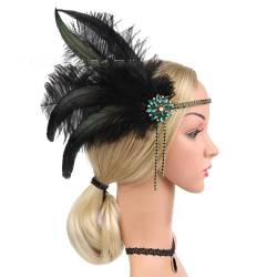 Feder-Stirnbänder für Damen, handgefertigt, Haarschmuck für Damen, Maskerade-Kopfschmuck, 1920er-Jahre, Kunst-Decros, funkelnde Stirnbänder für Frauen von PANFHGFG