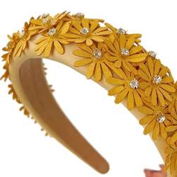 Stoff-Blumen-Stirnband für Damen, rutschfest, HighSkull-Stirnband, Blumen-Haarband, Mädchen, Haarreif, Damen-Haarschmuck von PANFHGFG