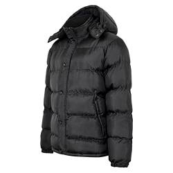 Classics Herren Jacke Daunenjacke Hooded Puffer Jacket Wollmantel Wind Warm Winterjacke, Steppjacke Gefüttert mit abnehmbarer Kapuze in vielen Farben, Größen S - XXL (03-Schwarz, S) von PANGF