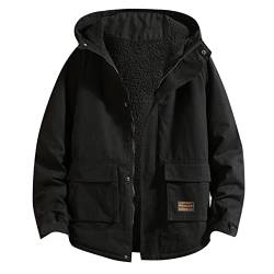 Norway Winterjacke Parka Herren Dick Warme Übergröße Steppjacke Winddichte Gefütterter Warmer Anorak Outdoor SKI Snowboard Jacke Mit Kapuze für den Winter M-5XL (04-Schwarz, 3XL) von PANGF