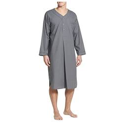 PANGF Ethnische Herren Kaftan Baumwolle Leinen Ethnische Nachthemd Roben Langarm Druck Gestreiftes Lang Freizeitkleid mit Taschen Bademäntel Morgenmäntel S-4XL (06-Grau, M) von PANGF