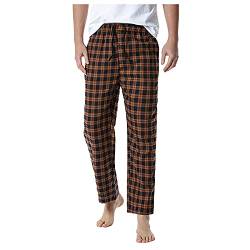 PANGF Herren Klassischer Karierte Hohe Taille Schlafanzughose Baumwolle Weich Bequem Atmungsaktiv Pyjamahose Lang Freizeithose Nachtwäsche Sleep Hose Loungewear Herrenhose. (03-Braun, 3XL) von PANGF