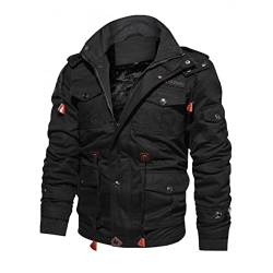 PANGF Herren Winterjacke Parka Übergröße Wintermantel mit Kunstfell Gefüttert Dick Warme Jacke Outdoorjacke mit Kapuze Steppjacke sportliche Herren Männer Jacke M-3XL (04-Schwarz, L) von PANGF