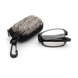 PANGHU Faltbare Lesebrille für Herren/Damen in Sehstärke Mit klappbaren Bügeln aus und Hartschalen-Etui Rechteckige hochwertige Brillengläser von PANGHU