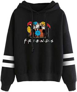 PANOZON Damen einfarbig Hoodie von TV Series Friends Kapuzenpullover mit Freunde Logo Outwear(Schwarz2,L) von PANOZON