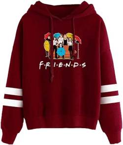 PANOZON Damen einfarbig Hoodie von TV Series Friends Kapuzenpullover mit Freunde Logo Outwear(rot2,2XL) von PANOZON