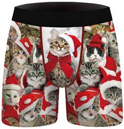 PANOZON Herren Boxershorts 1-Pack Weiche und Ideale Passform Unterwäsche von Weihnachten (Katze013,XL) von PANOZON