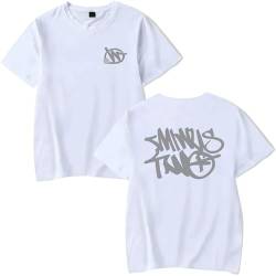 PANOZON Herren Minus Two Cargo Y2K T-Shirts O-Neck Print Hip Hop Tops Vintage Graffiti Streetwear(Weiß-Grau Zeichen,L) von PANOZON