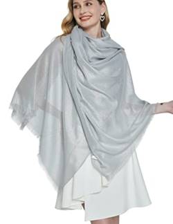 PANTONIGHT Funkelnder metallischer Abendschal für Damen, leicht, Hochzeitsschal, extra groß, elegante Schals und Wraps für Party, Hellgrau Silber 2510, 71 * 33.5in von PANTONIGHT