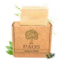 PAOS Original Aleppo Seife, 60% Olivenöl 40% Lorbeeröl, ca.180g, Handmade, Vegan, Naturprodukt, Haarseife, Duschseife, Original Rezeptur von PAOS