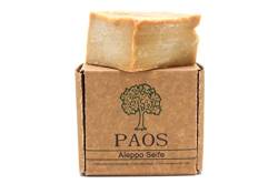 PAOS Original Aleppo Seife, 90% Olivenöl 10% Lorbeeröl, ca.180g, Handmade, Vegan, Naturprodukt, Haarseife, Duschseife, Original Rezeptur von PAOS