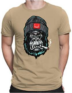 PAPAYANA - Angry Ape - Herren Fun T-Shirt - Regular Fit - AFFE Gorilla of Duty - Khaki - XL von PAPAYANA